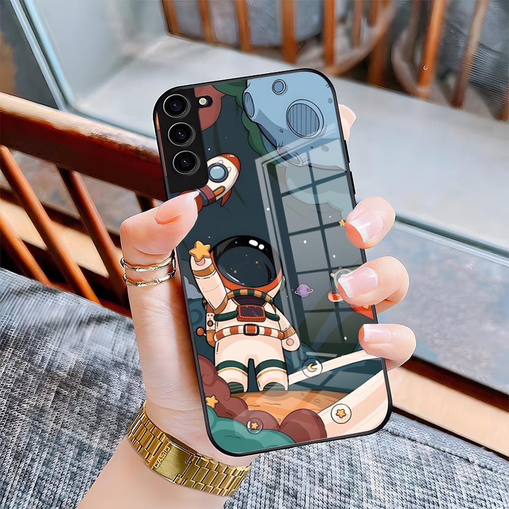 

Hello Astronaut Phone Case For Samsung A25 A13 A33 5G A54 A36 A35 A56 A52 A14 Shockproof Glass Cover Samsung A56