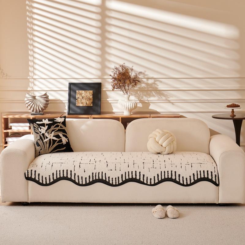 Premium Leather Sofa Cushion Autumn And Winter  New Plush One-Piece Straight Non-Slip Seat Cushion Sofa Cover