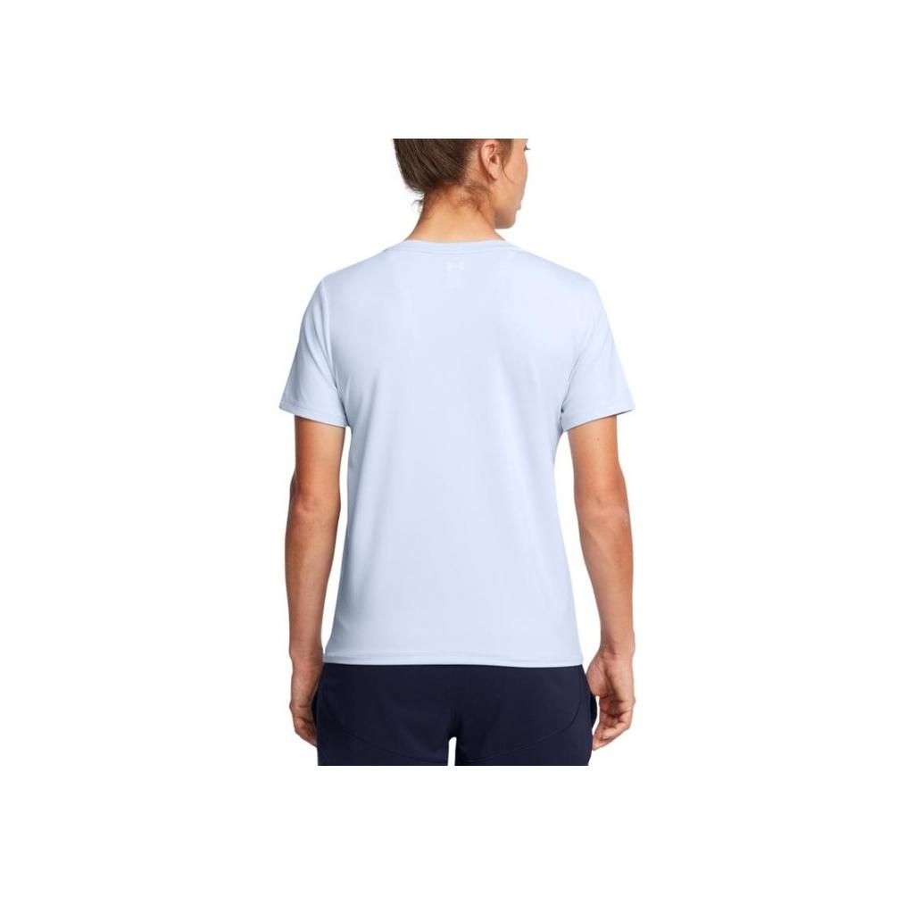 Under Armour Breathable Comfortable Solid Color Round Neck Pullover Dopamine Short Sleeve T-Shirt Women T-Shirt Light-Blue 1379155-464