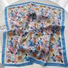 Luxury Women Soft Satin Hair Scarves Fashion Print Square Headscarf 70cm Professional Designer Scarf Headband