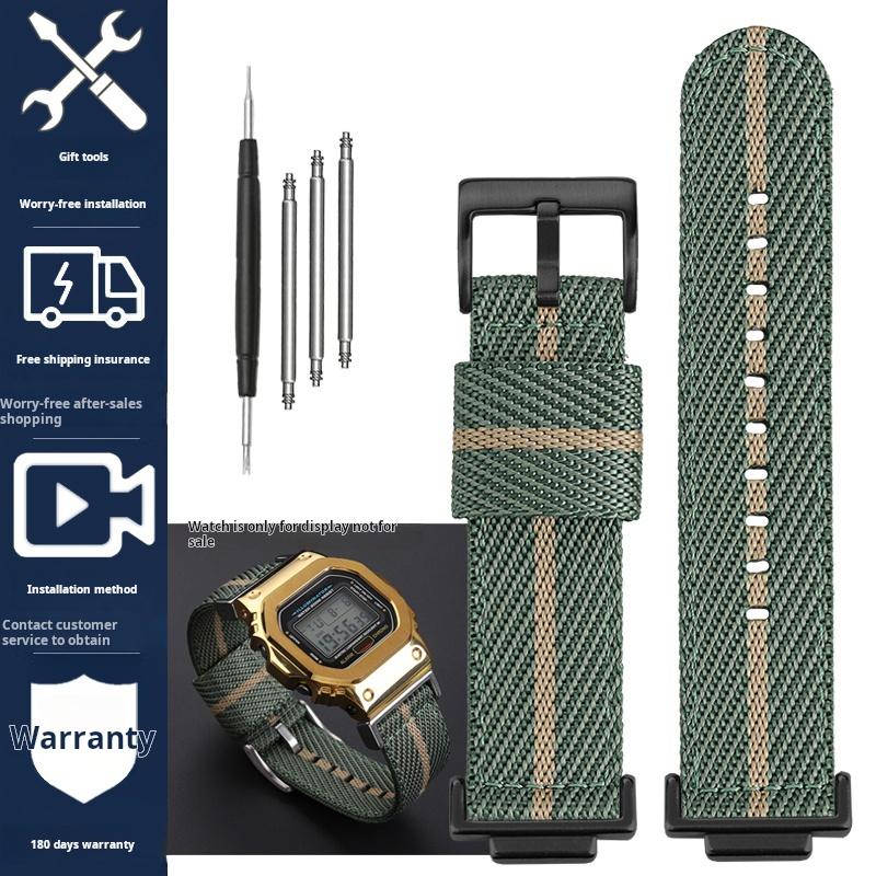 16mm Nylon Strap for Casio DW5600 GWM5610 GA110 GA2100 GA-700 Men's Outdoor Sports Watch Band Modified Metal Adapter Accessories
