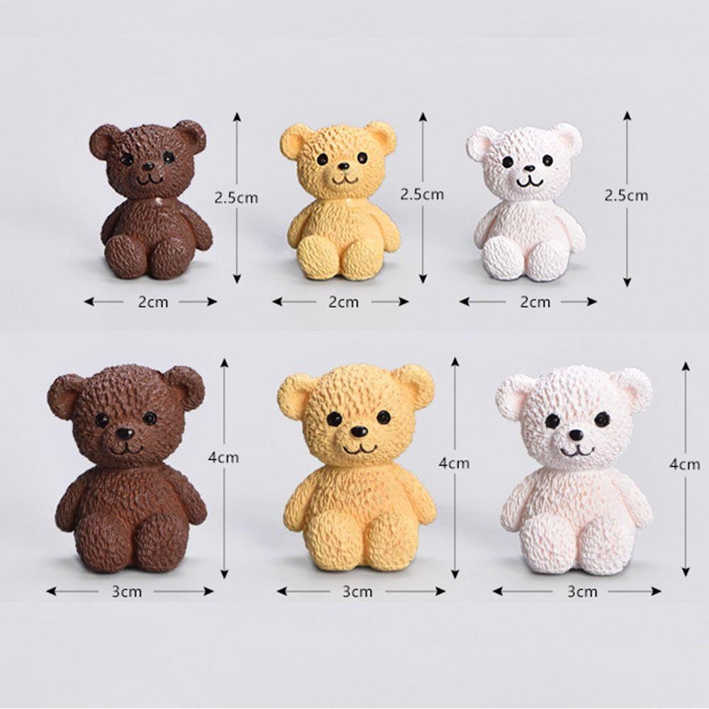 Mini Cartoon Animal Statue Cute Bear Ornament Miniature Bear Figurines Birthday Cake