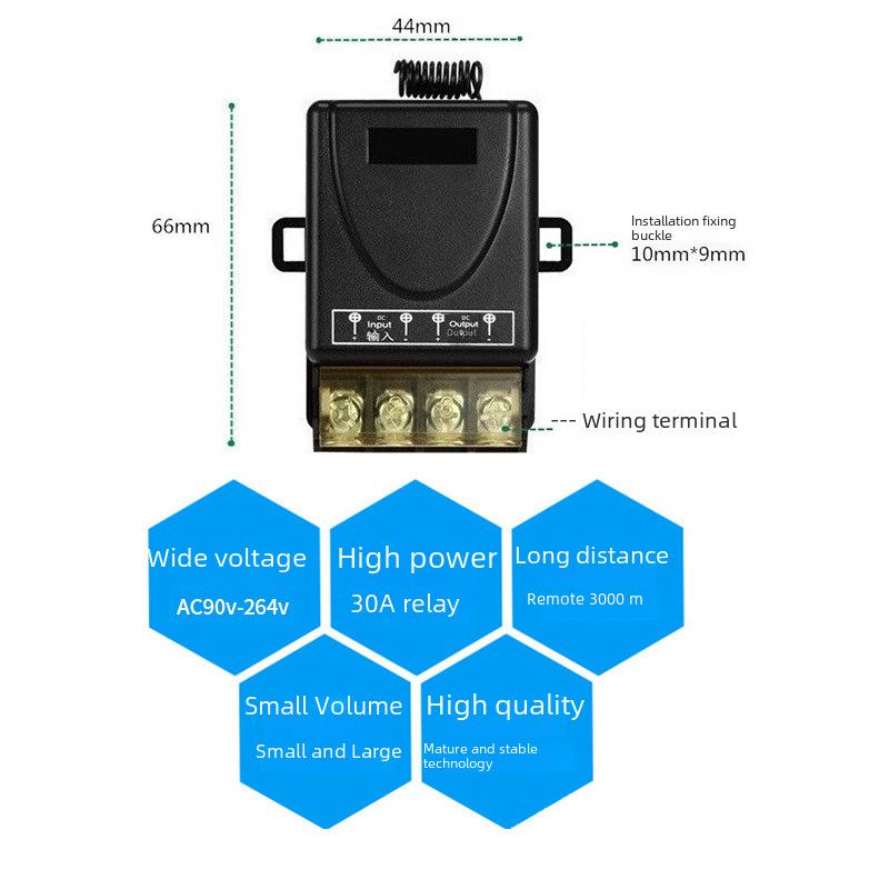 High-Power 220V Wireless Remote-Control Intelligent Motor Power Supply and Water Pump Switch, 30A 433MHz