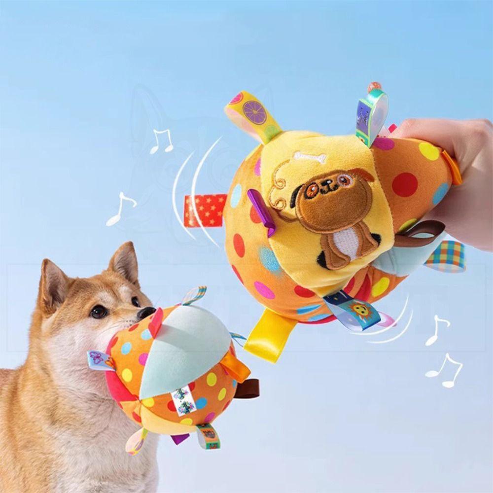 Funny Plush Dog Vocal Toy Ball Creative Dog Chew Sounding Plush Ball  Grinding Teeth