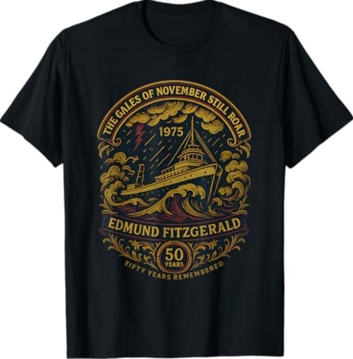 Футболка унисекс с изображением корабля Edmund Fitzgerald, посвященная годовщине 1975 года, tribute Великим озерам XXL