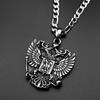 Russian Double-Headed Eagle National Emblem Symbol Pendant Necklace for Women Men Silver Color Stainless Steel Chain Jewelry