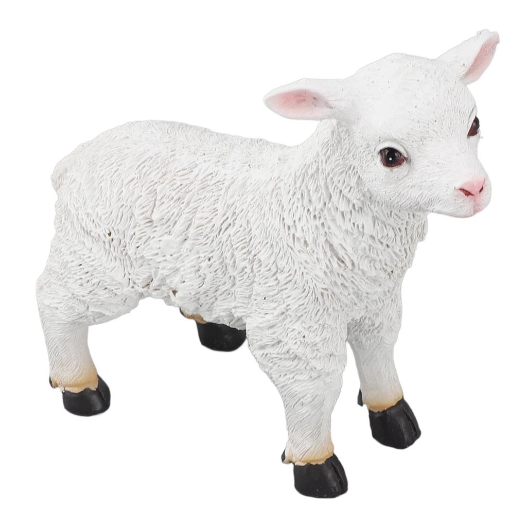 Schafstatue Handgefertigt Lebensechte Lammform Figur Harz Gartenskulptur für Innen- und Außendekoration