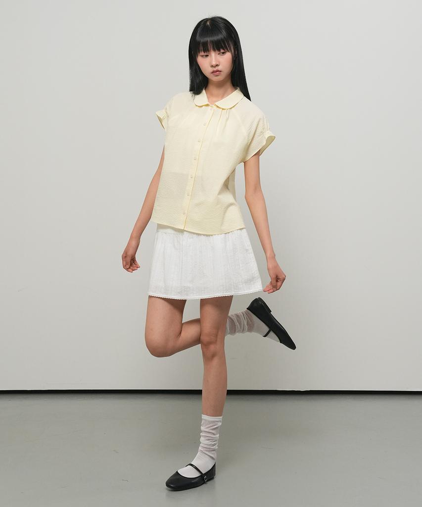 GENERALIDEA Seersucker Round Collar Blouse [Lemon] / Gf2Lbl528