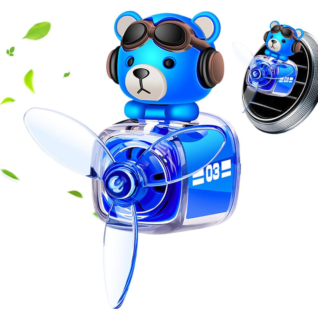 Cute Bear Car Air Freshener - Propeller-themed scented diffuser, long-lasting