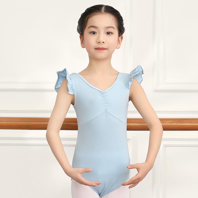 

Girl s Short Sleeve Ballet Dance Skirt - Summer One-Piece Training Outfit 150 cm синий