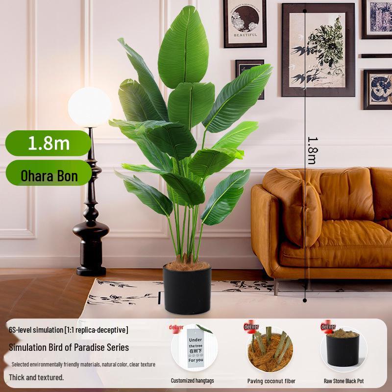 Large Artificial Traveler's Palm and Bird of Paradise Potted Tree for Indoor Decoration