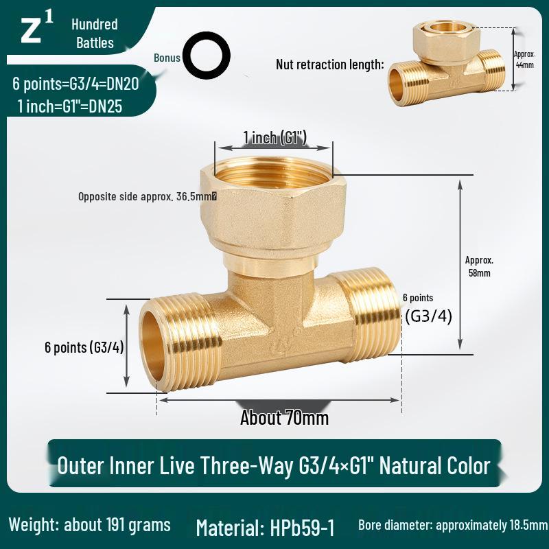 Conector Rápido de Cobre Puro de Gran Caudal Macho/Hembra Tipo Y con Tuerca Móvil Codo Distribuidor de Agua