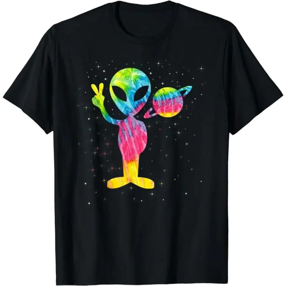 UFO Alien Retro Bright Mountain Lake Camping Visitor T-Shirt Women Men Clothing Tee Ropa Mujer Vintage Clothes Men T Shirt