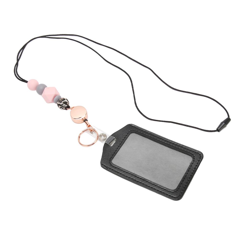 Silicone Retractable Bded Lanyard with Transparent ID Holder Multi Purpose Badge Holder for Students Worker