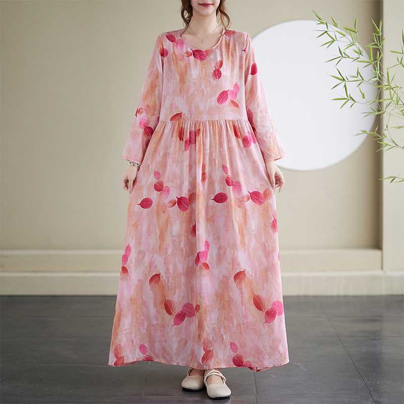 

Новые платья в цветочном курортном стиле с круглым вырезом в винтажном стиле L