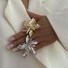 European-American Style 3D Five-Petal Flower Wrap-Around Statement Ring