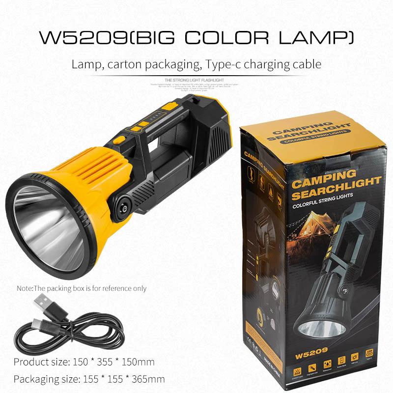 Searchlight Waterproof Outdoor With Colorful Strip Led Light High-Power Long-Range Multi-Function Portable Lamp with USB