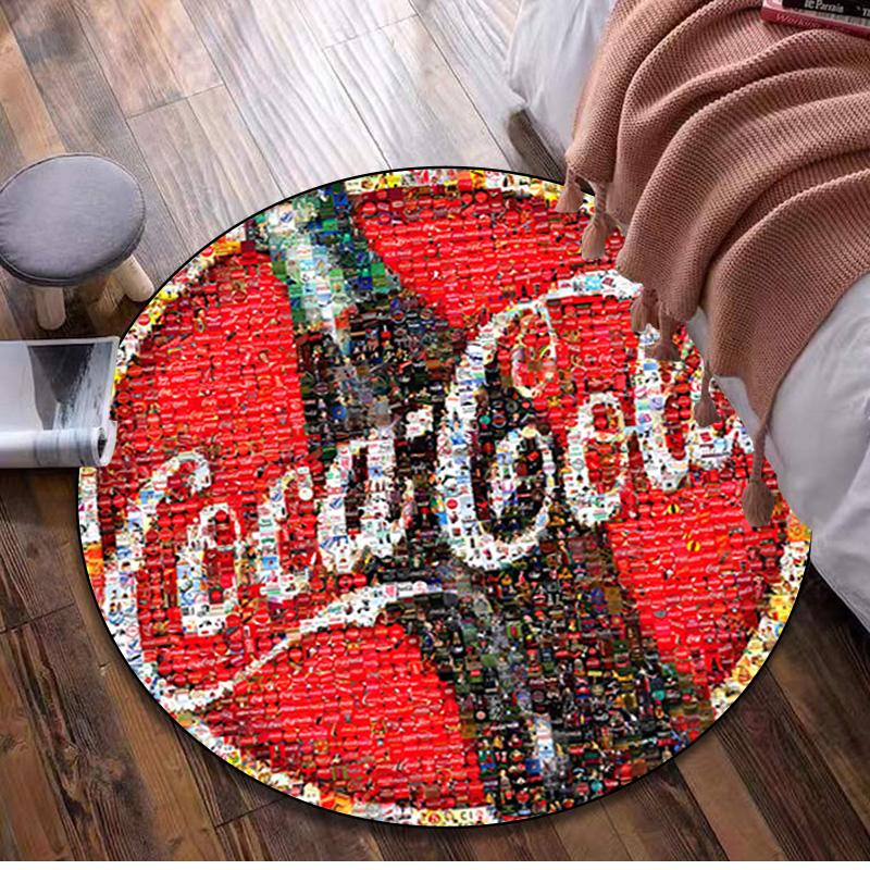 

1Pc Coca Cola Circular Print Rug - home decoration Carpet For Living Room Bedroom Flooring Computer Chair Area Rug 80x80cm( 31x31in)