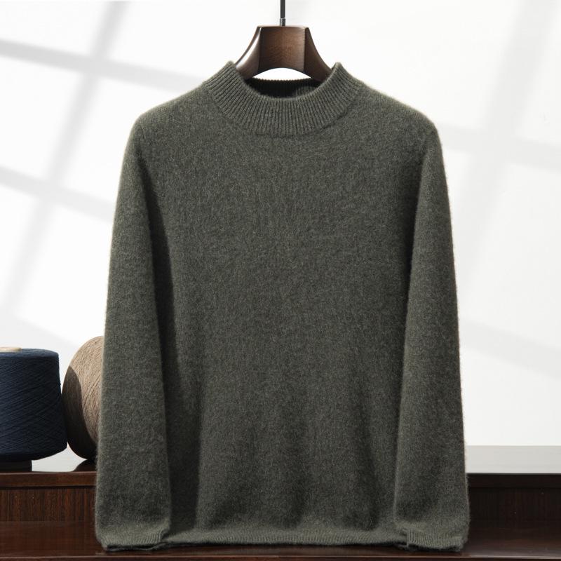 Men's Half-High Collar Thickened Cashmere Sweater - Soft Seven-Gauge Knit for Autumn/Winter