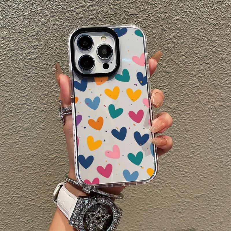 Fashion ins wind tpu transparent mobile phone case apple 16promax color love iphone17 soft case protective case