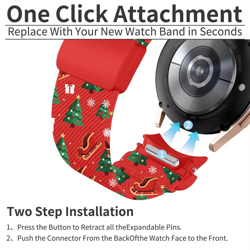 Sport Nylon Band for Samsung Galaxy Watch 7/FE/5 Pro/6/4 classic 44mm No Gaps Christmas Bracelet correa Galaxy Watch6 7 straps