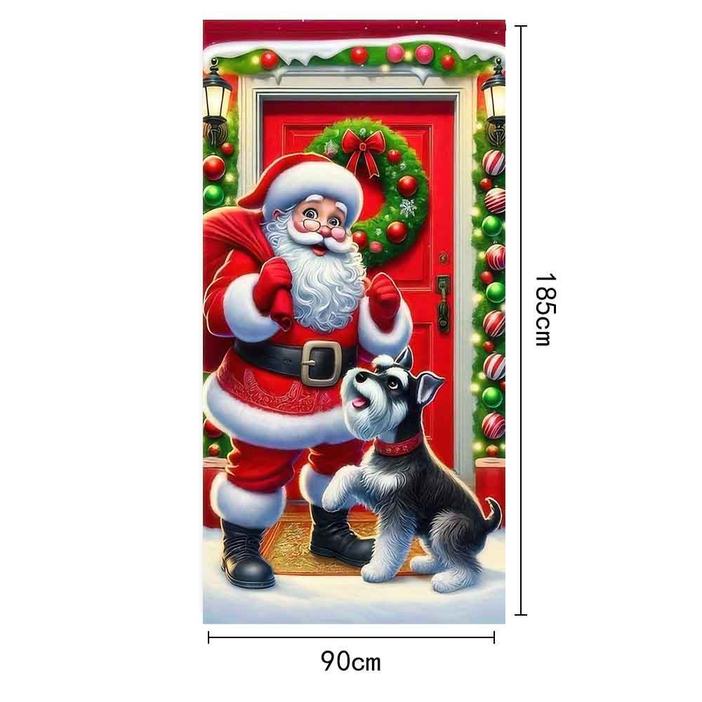 Large Santa Claus Christmas Door Cover 2025 Xmas Outdoor Decoration Funny Santa Hanging Backdrop for Home Porch Front Door