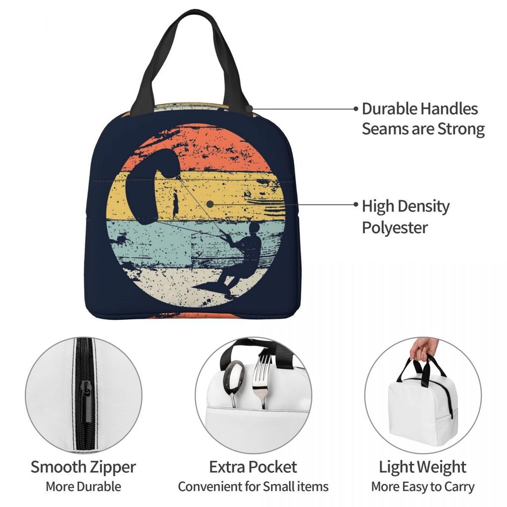 Kite Boarding Kiteboarder Look Gif Insulated Lunch Bag for Women Children Portable Food Boxes Thermal Lunch Box Tote