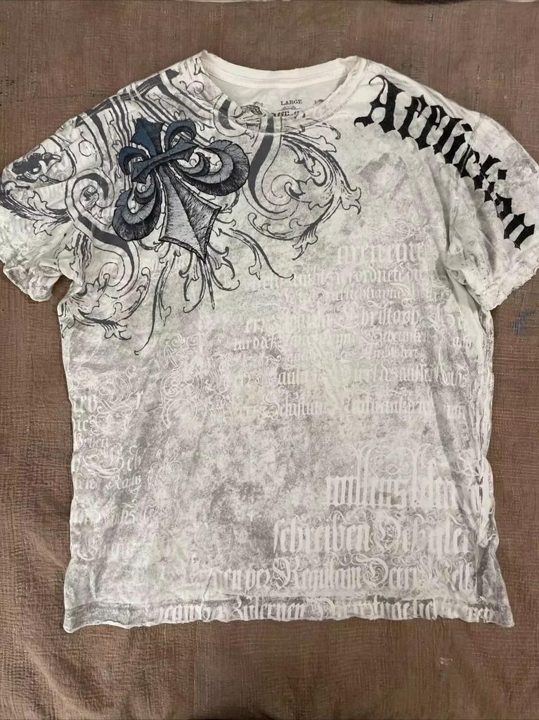 American Affliction T-shirt Men Y2K Street Vintage Fashion Casual Loose Tees Summer Clothes Loose Casual Cartoon Oversized Tops
