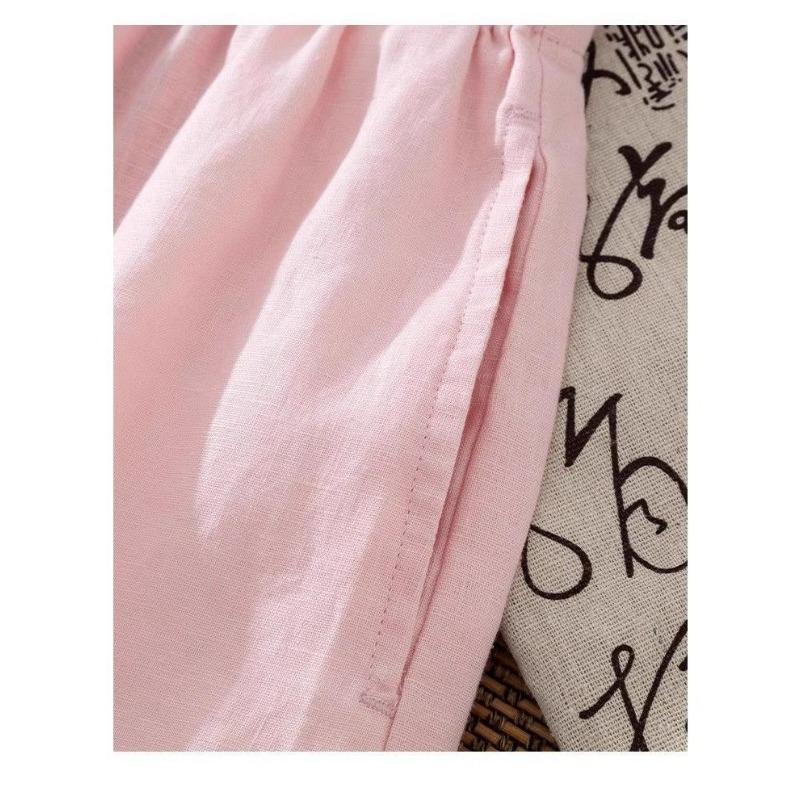Women's Linen-Blend Wide Leg Pants, Elastic Waist Casual Culottes With Drawstring