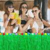 6 Pieces Luau Green Grass Table Skirt 9 ft x 29 Inch Hawaiian Luau Table Skirt Raffia Fringe Skirt Hawaiian Tropical Party Supplies for Tropical