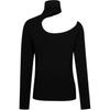 Solid Color Off-Shoulder Long Knit Sweater Women Tops Black 1G182Y-ZU95-Z99