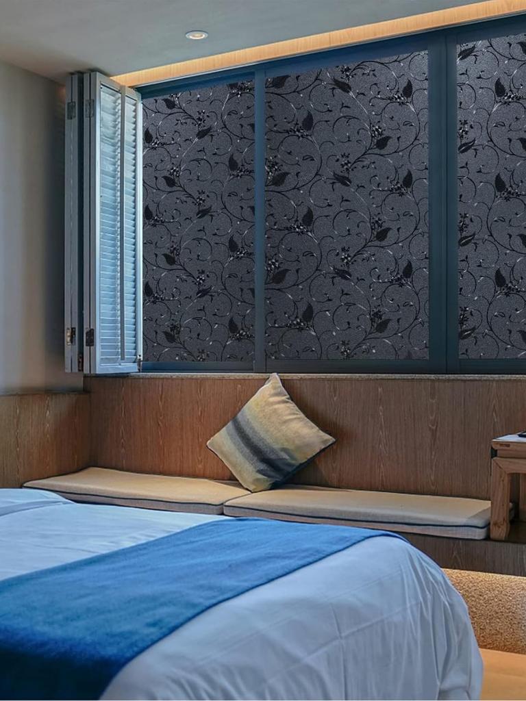 Frosted PVC Window Film - Static Cling Heat Control Room Darkening Opaque Privacy Cover for Home Office Glass Doors UV Blocking