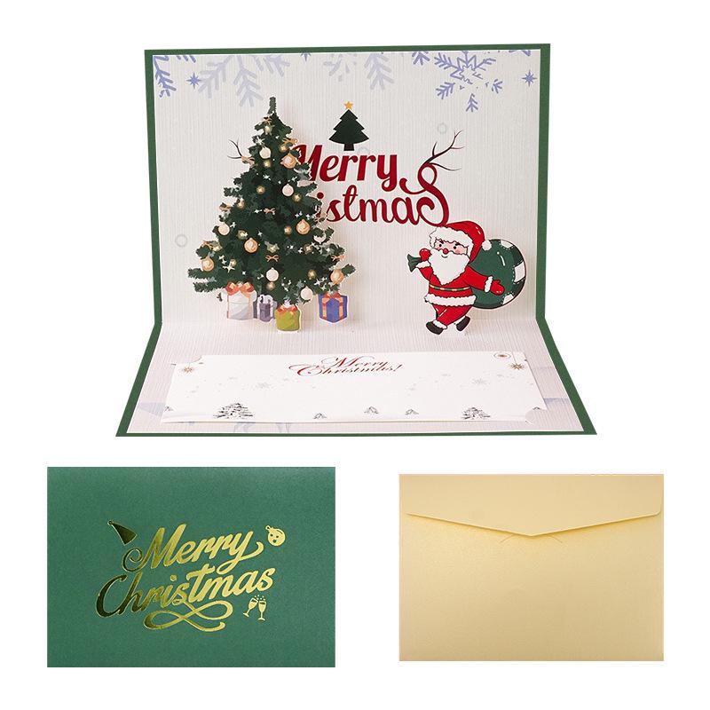 3D Pop-up Christmas Card with Custom Envelope and Hot Stamping