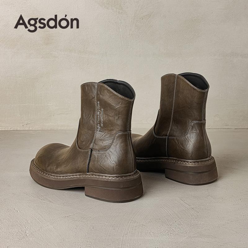 Augustine Martin boots women's 2025 new autumn British style short boots thick-soled casual black commuter single boots