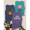 3Set of Tank Tops Namaste Lotus Yoga Print Loose Casual Vest T Shirt Retro-style Breathable, Comfortable, and Soft Fabric Spring and Summer Women's