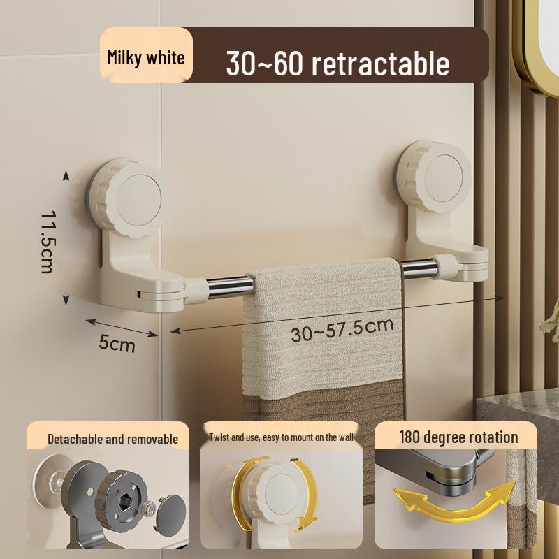 Punch-Free Rotating Towel Rack & Slippers Storage Bar