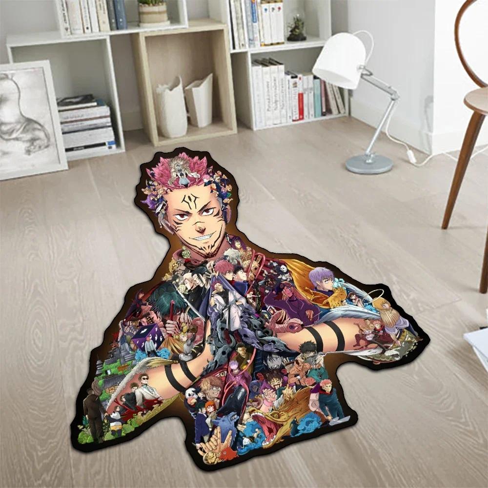 

Custom Irregular Anime Rug Jujutsu Kaisen Gojo Satoru Sukuna Toji Wall Art Handmade Carpet Area Rug for Home Decor longest side 60cm