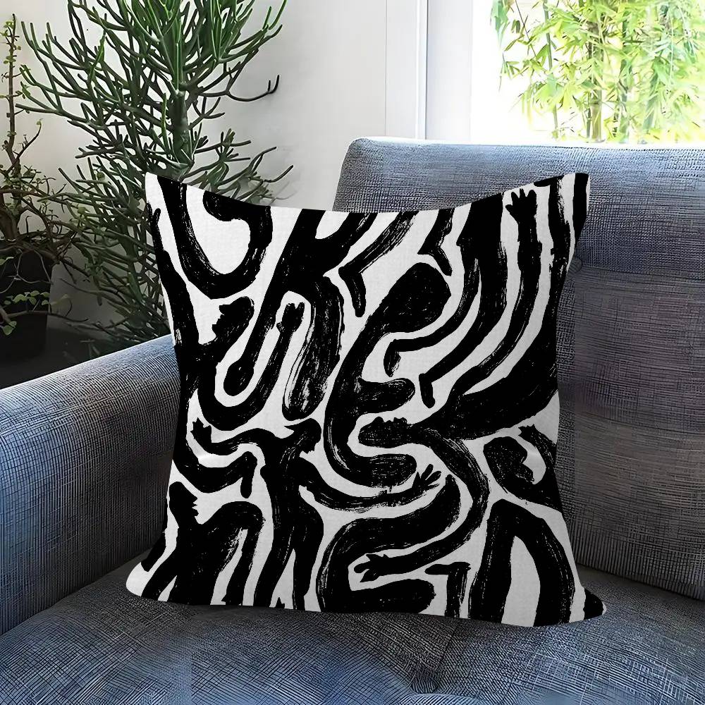 Black And White Abstract Pillow Cushion Cover Pillowcase Living Room Sofa Home Decor