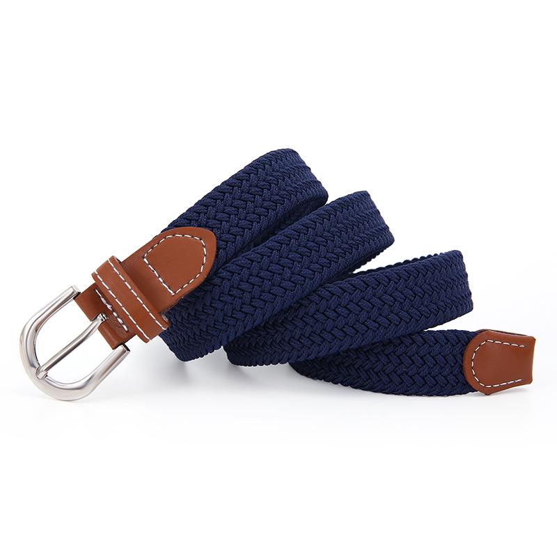 Unisex Korean Style Casual Elastic Canvas Leather Belt with Pin Buckle
