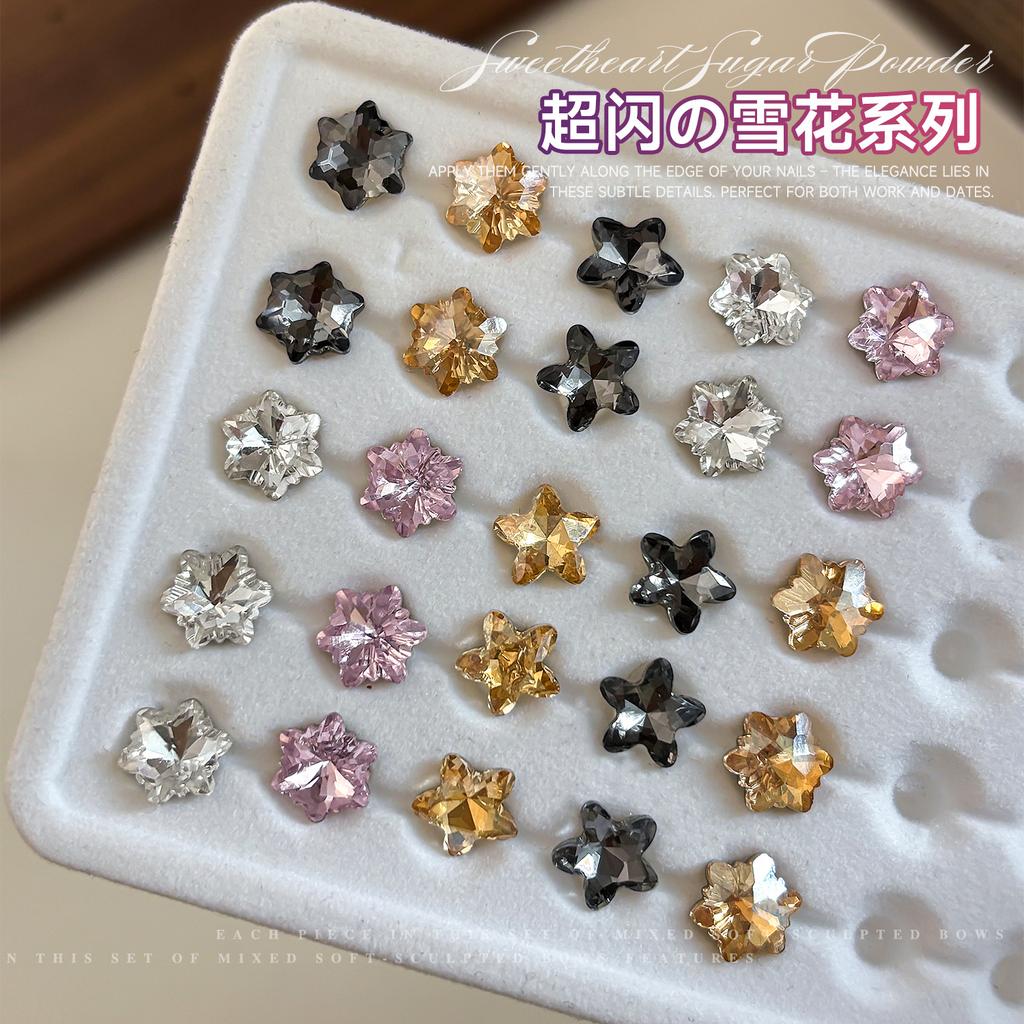 Christmas Snowflake Nail Drill Decoration Super Sparkling Large Small Crystal Powder Shaped Versatile Series