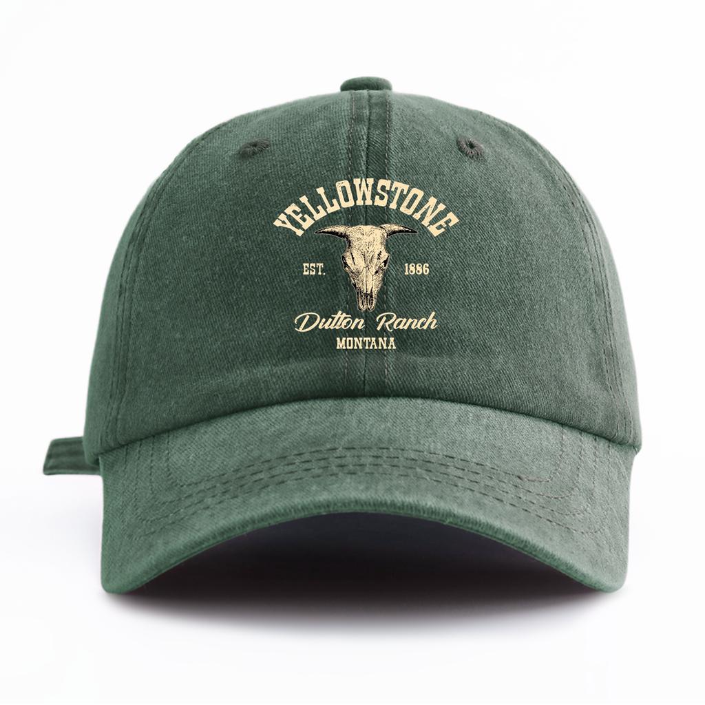 1pc Yellowstone Print Washed Baseball Cap for Adults, Minimalist Retro Style Casual Soft Adjustable Dad Hat, Perfect As Gift