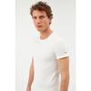 Ecru Crew Neck Short Sleeve Men's Top Thermal Underwear