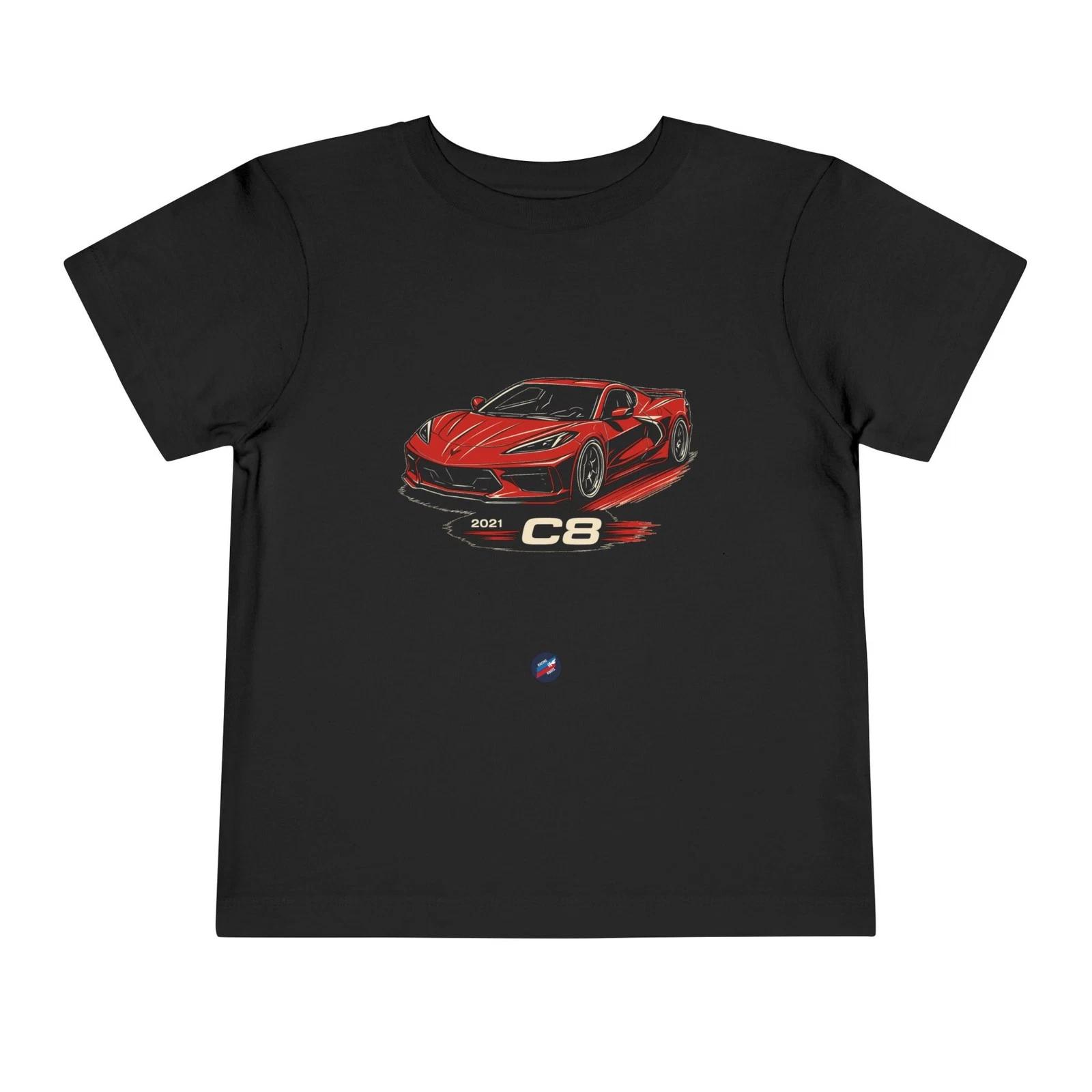 Red Corvette C8 Toddler T-Shirt – Mid-Engine Supercar Kids Tee M