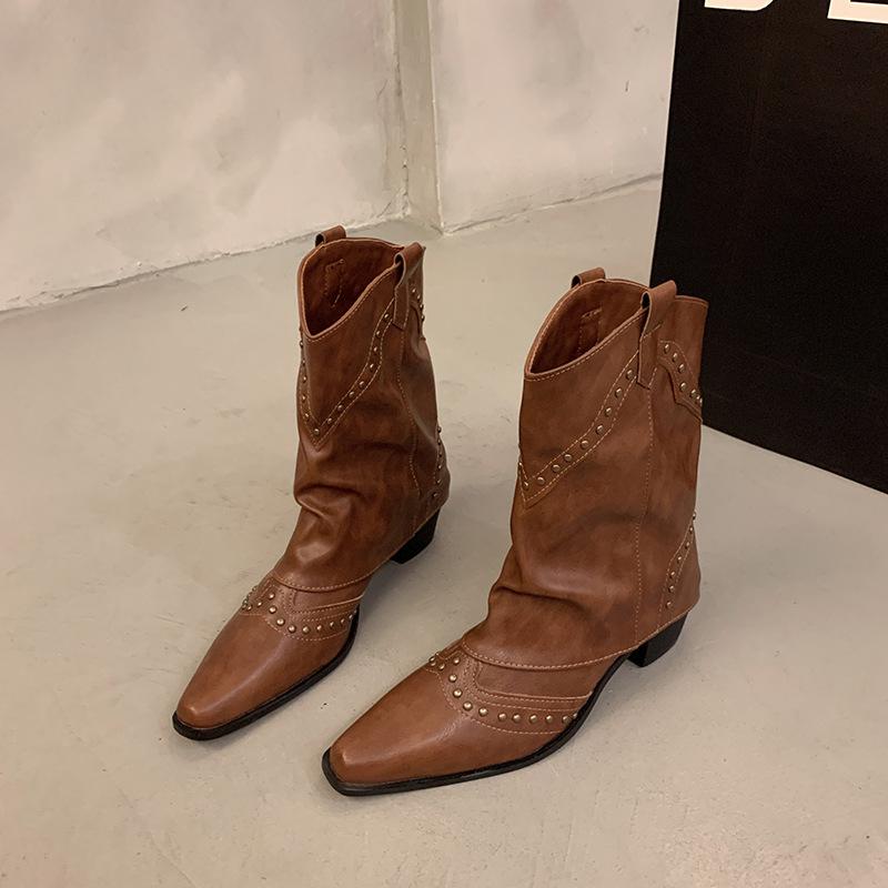 

Сапоги Клепки Высокие Ковбойские Сапоги Рыцарские Сапоги Сапоги Женские Сапоги Универсальные Сапоги Кожаные Сапоги 40 коричневый