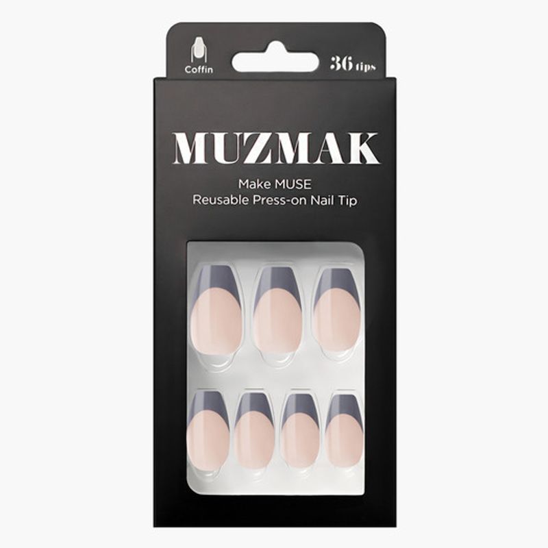 Reusable Nail Tips Purple Gray (Coffin)