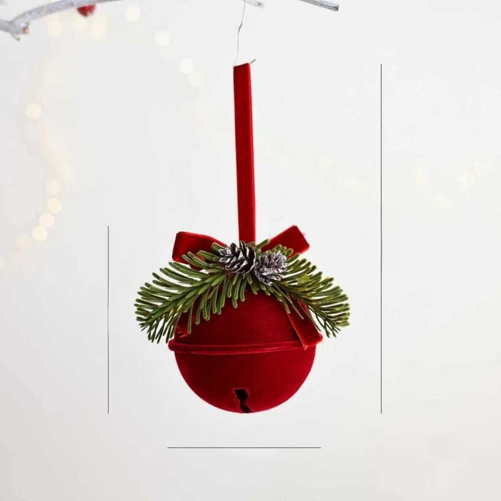 Christmas Bell Tree Decor Red Velvet Material Festive Home Window Embellishments