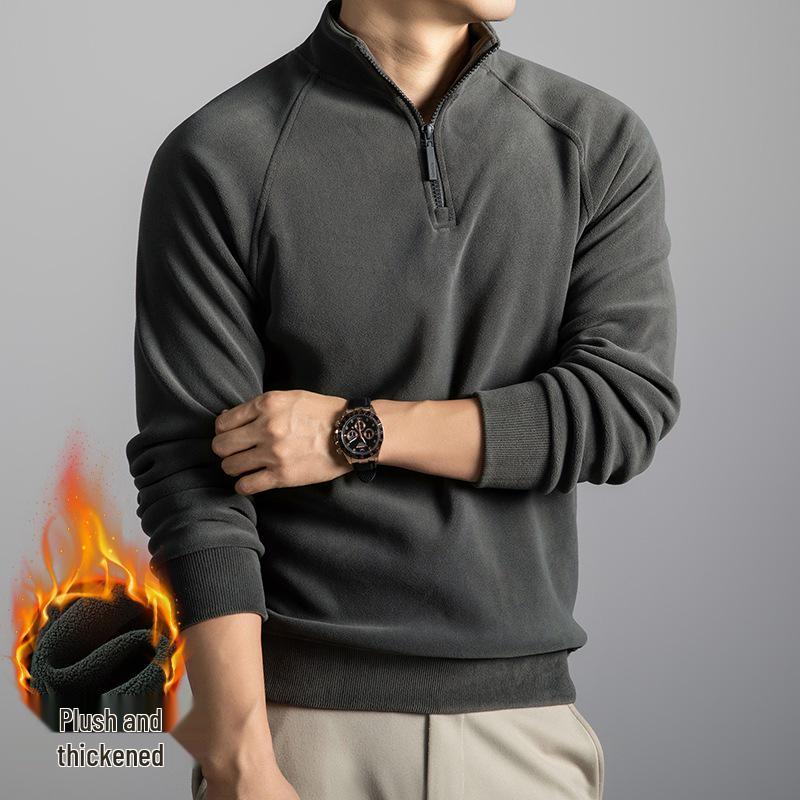 Men's Winter Double-Sided Fleece Half-Zip Long-Sleeve T-Shirt (2025 Collection)