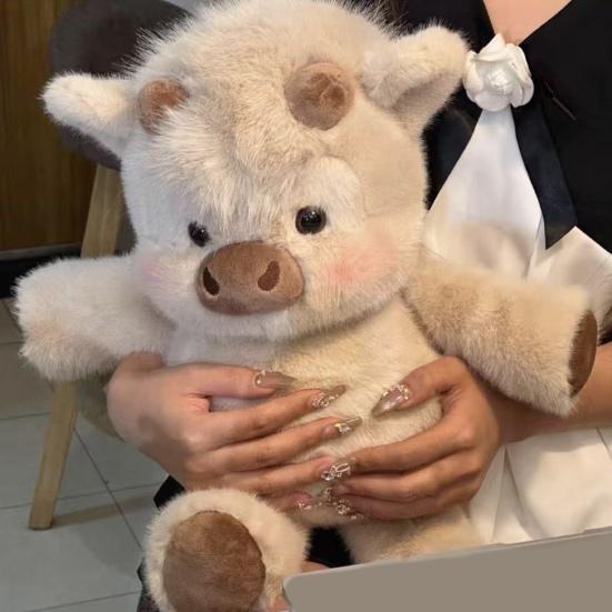 Highland Cow Plush Toy Soft Stuffed Animal Doll for Kids Adults Cute Huggable Birthday Gift Bedroom Decor Cozy Companion for Sleep Relaxation