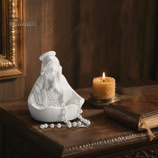 Rosenkranzhalter für Gebet Statue Unsere Liebe Frau von der Gnade, Halter für die Jungfrau Maria, Figur der Seligen Mutter, Katholisches Religiöses Heim-Mittelstück Dekoration Altar
