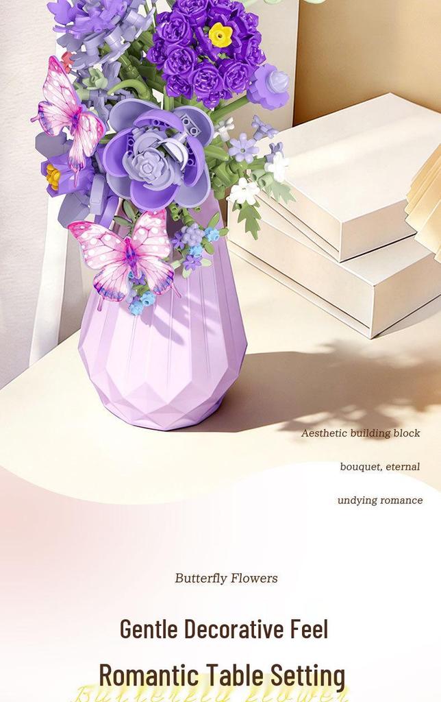 Compatible with LEGO Sunflower Building Block Vase: Handmade Bouquet Ornament & Girls' Gift Toy.